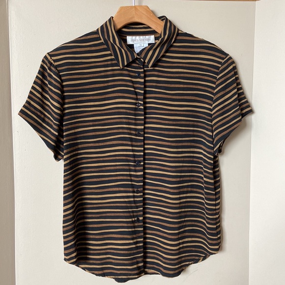 jones new york silk short sleeve top / blouse - Picture 6 of 7